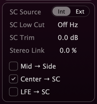 DynCurve Sidechain controls